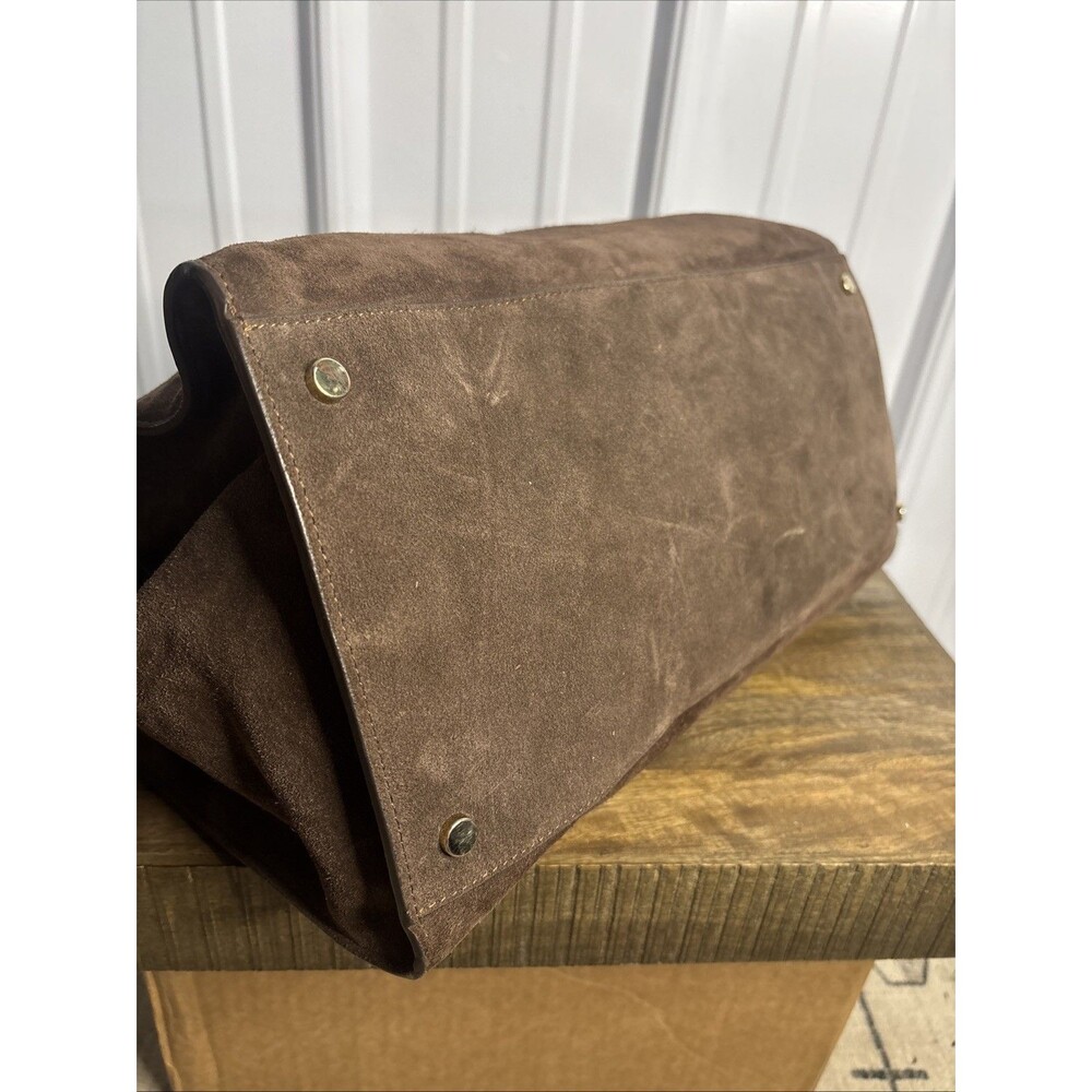 Claudia Firenze Dark Chocolate Suede Bag Tote Italian Leather-No Crossbody Strap - Picture 6 of 13